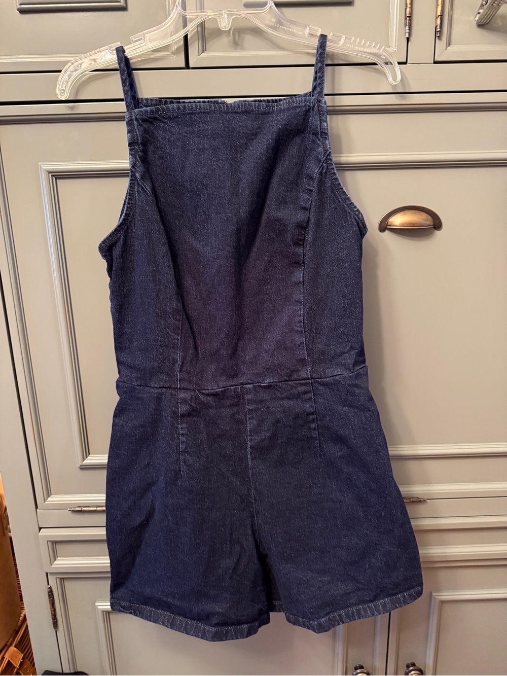 Abercrombie & Fitch Dark Denim Romper Sz M Square Neckline Country Western Boho